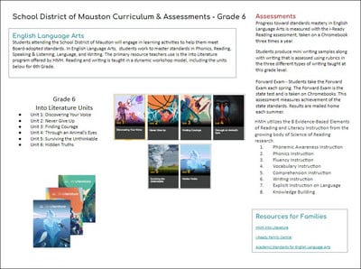 Grade 6 ELA and Math Curriculum Photo Link