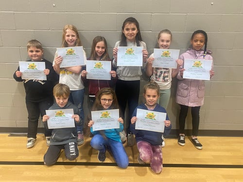 Students with a perfect attendance for the month of March.