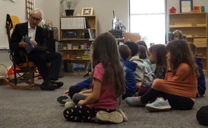 Governor Evers reads to Mrs. LaBansky's class.