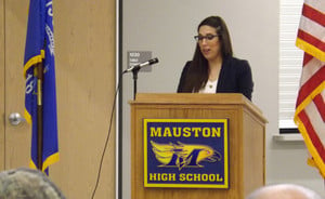 Molly Ryan of PRA describes her team's work in designing the school building.