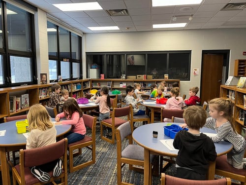 Lyndon Station Students learning in the library.