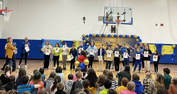Grayside students getting a send off to the regional spelling bee.