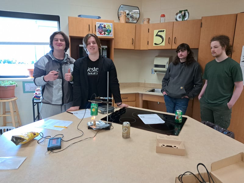 Food Science class spent time determining the calorie content of various foods using a calorimeter.