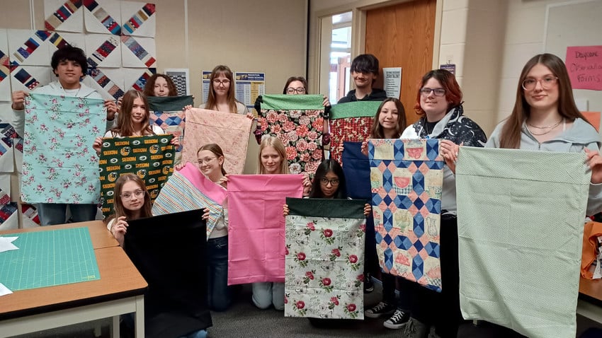 MHS Sewing Techniques class finished their pillowcases.