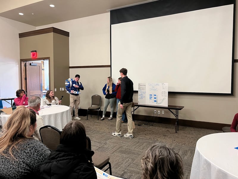 Students participate in Mini-Business World at the Lodge in Mauston.