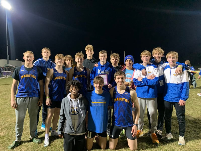 Members of the Boys Track Team pose for a quick picture.