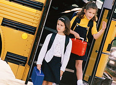 Students Exiting a Bus Graphic